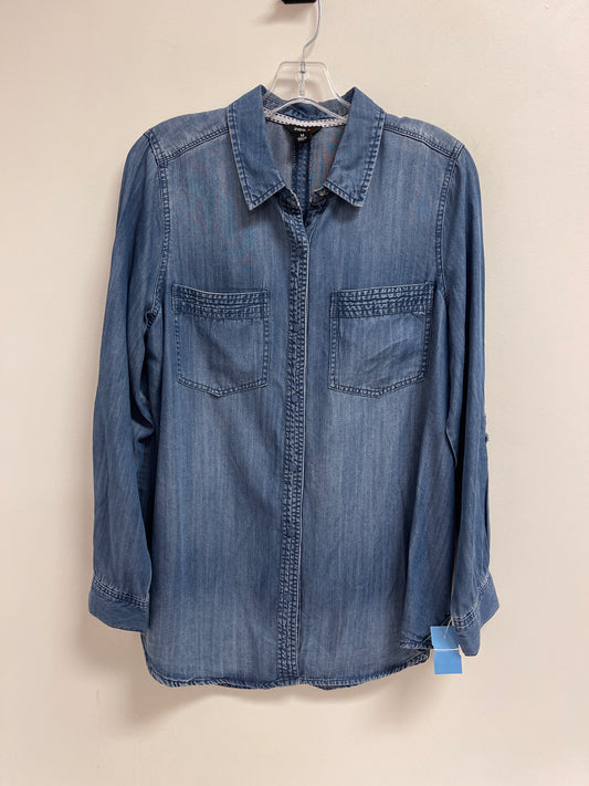 Top Long Sleeve By Intro In Blue Denim, Size: M