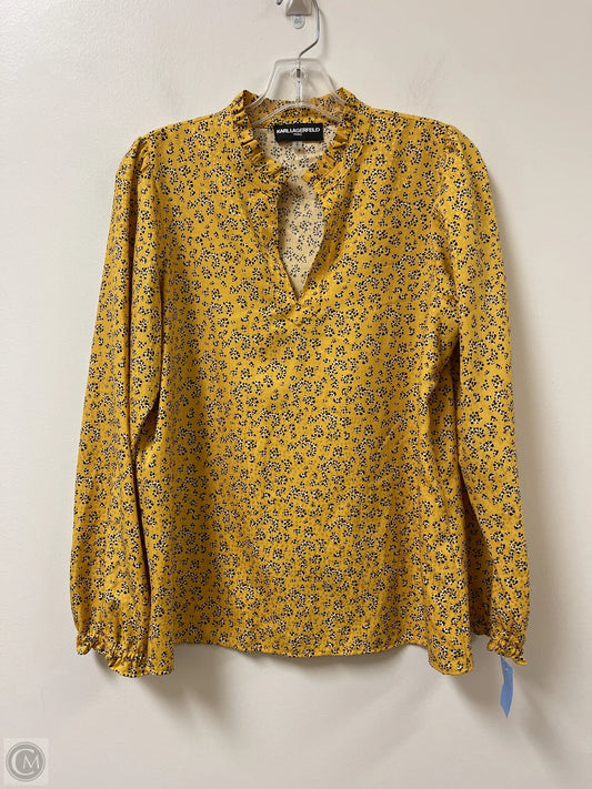 Top Long Sleeve By Karl Lagerfeld In Black & Yellow, Size: S