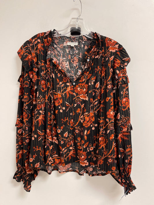 Top Long Sleeve By Clothes Mentor In Black & Orange, Size: M