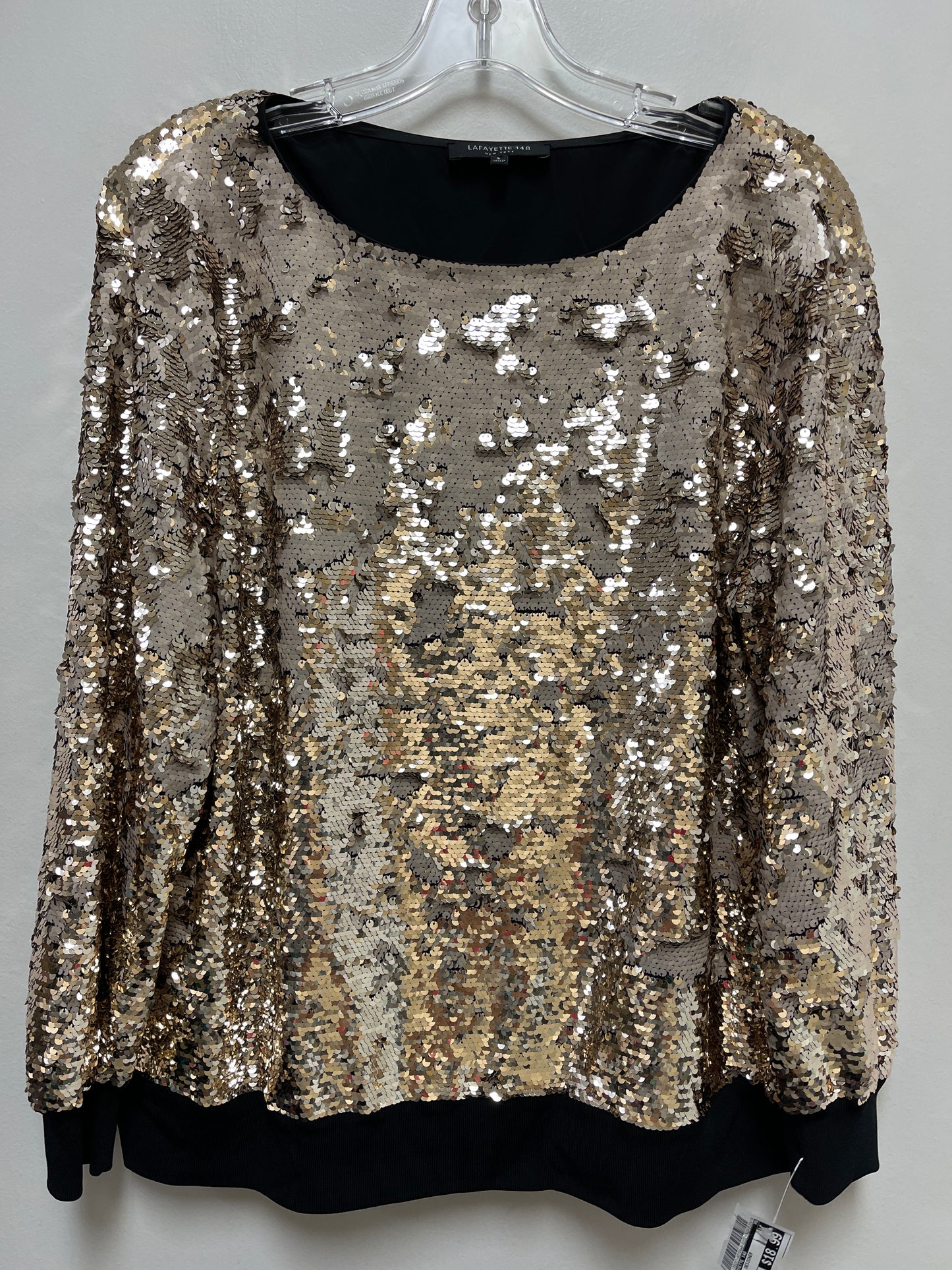 Top Long Sleeve Designer By Lafayette 148 In Gold, Size: L