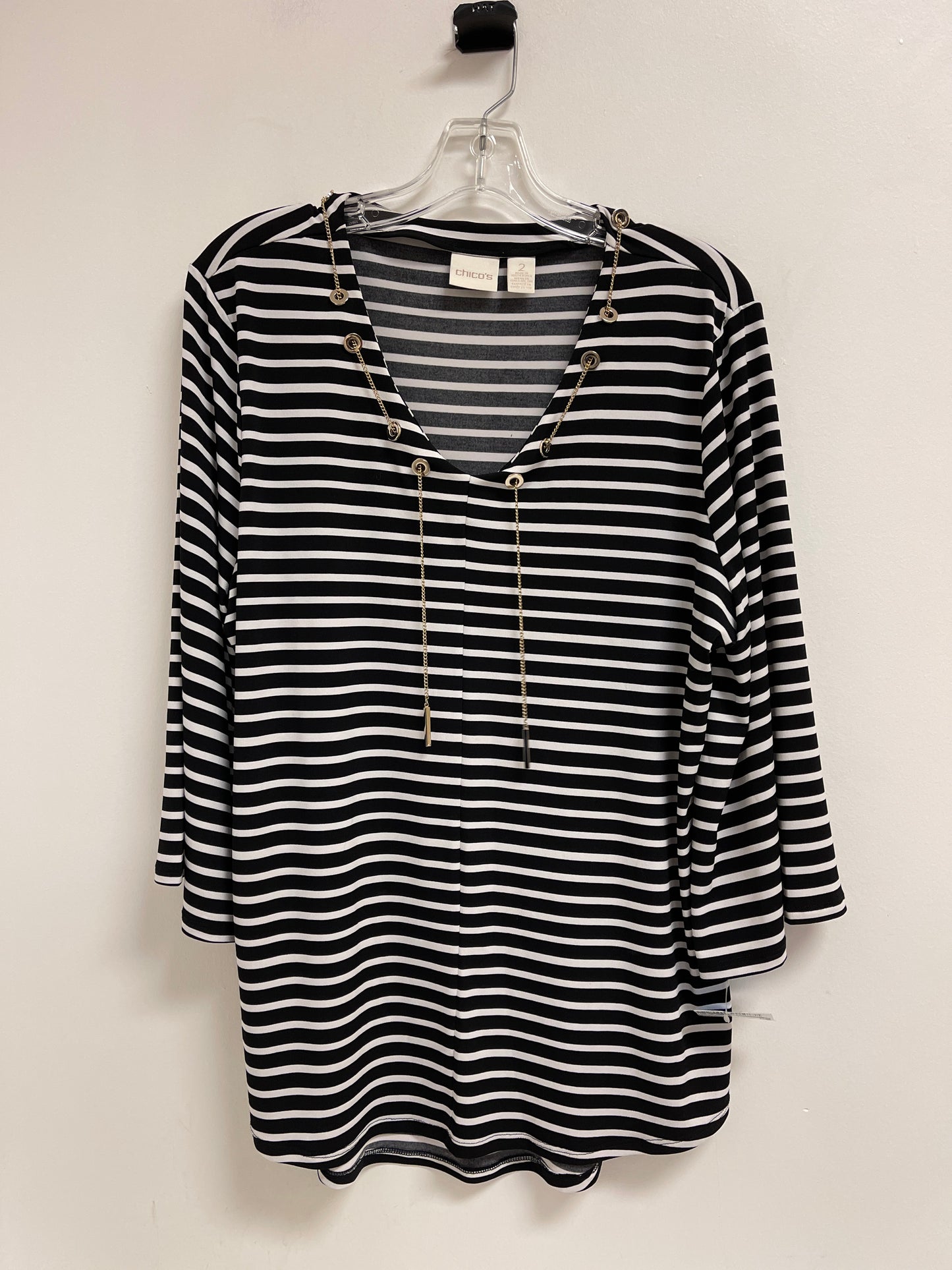 Top Long Sleeve By Chicos In Striped Pattern, Size: L