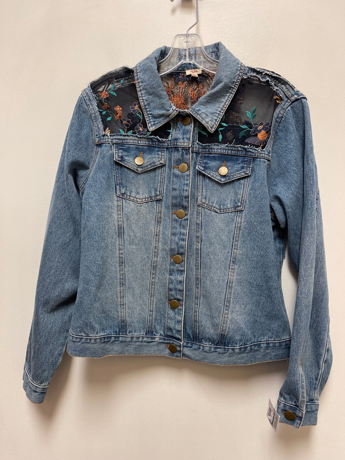 Jacket Denim By Reba In Blue Denim, Size: L