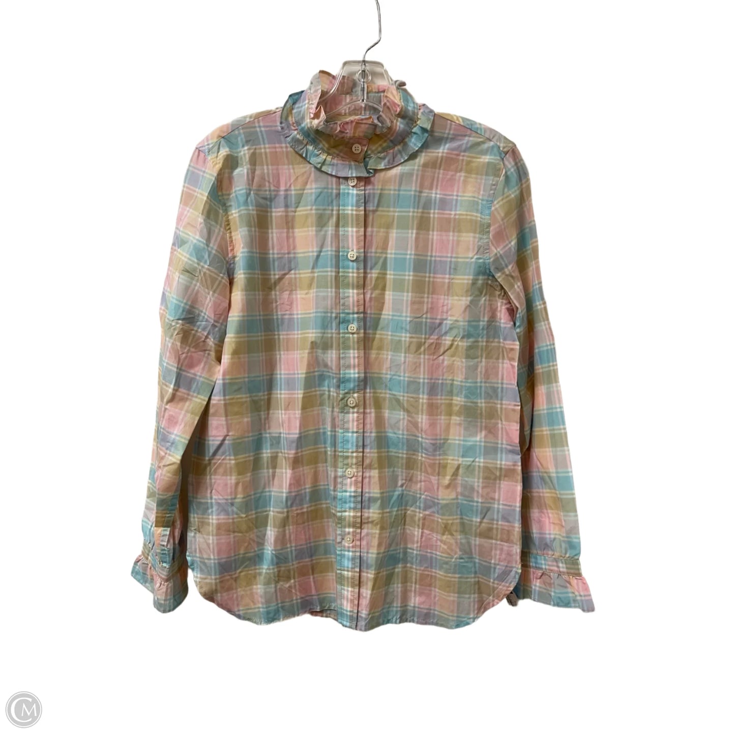 Blouse Long Sleeve By J. Crew In Pink & Yellow, Size: S
