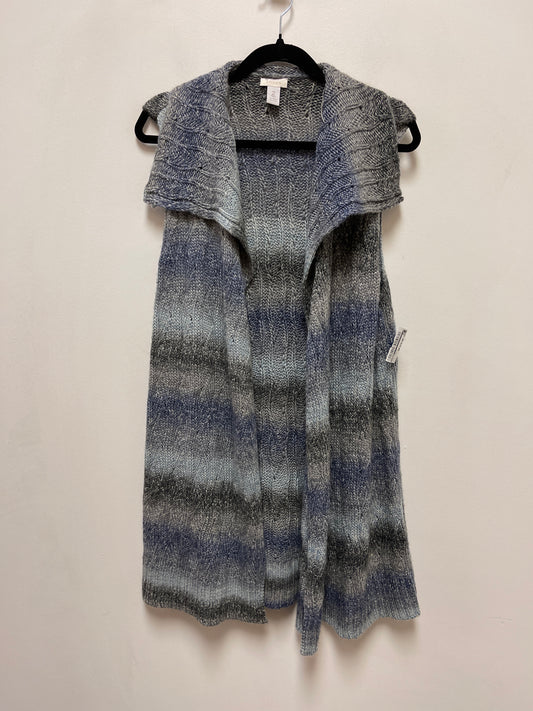 Vest Sweater By Chicos In Blue & Grey, Size: L