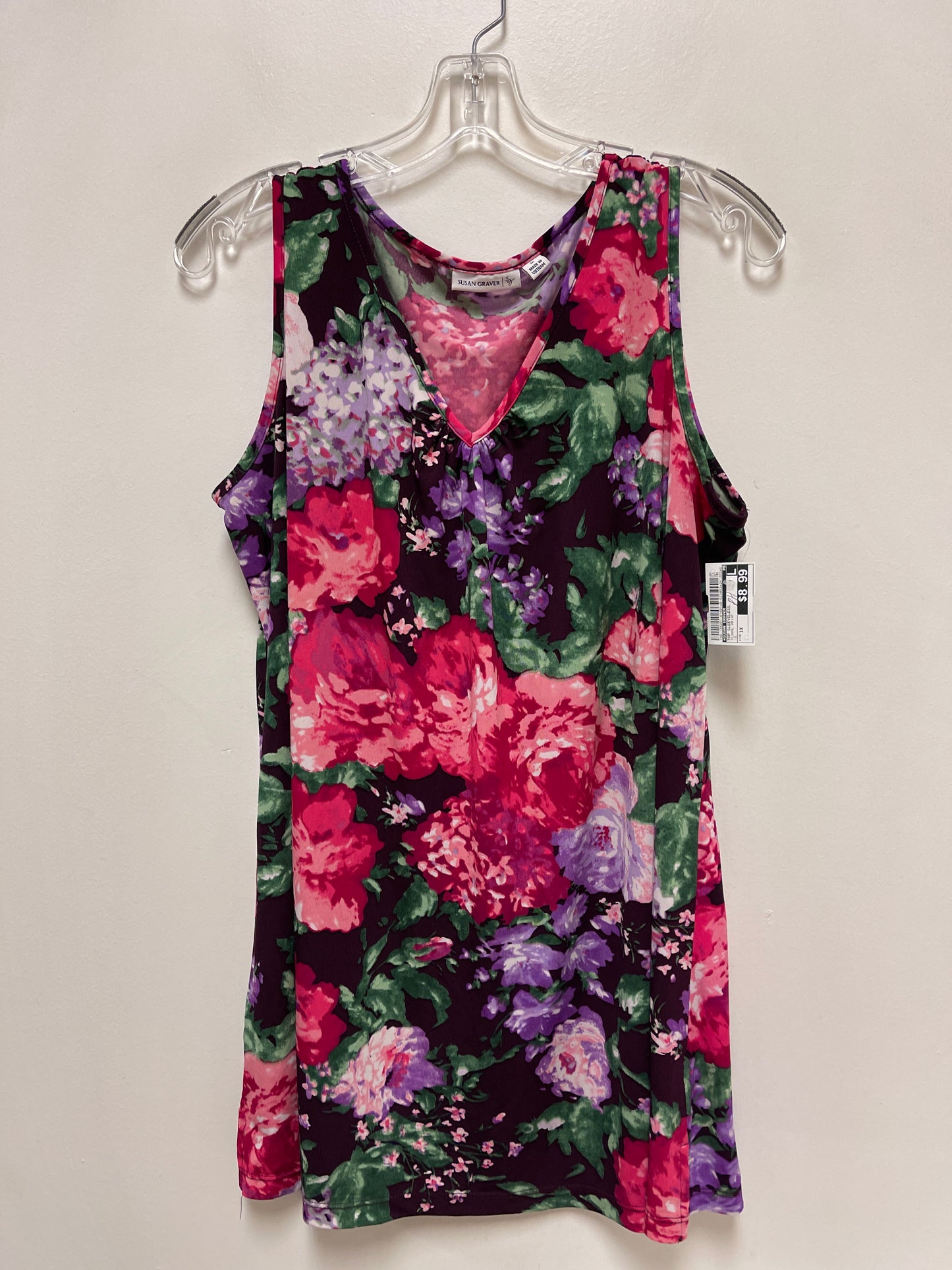 Top Sleeveless By Susan Graver In Floral Print, Size: 1x