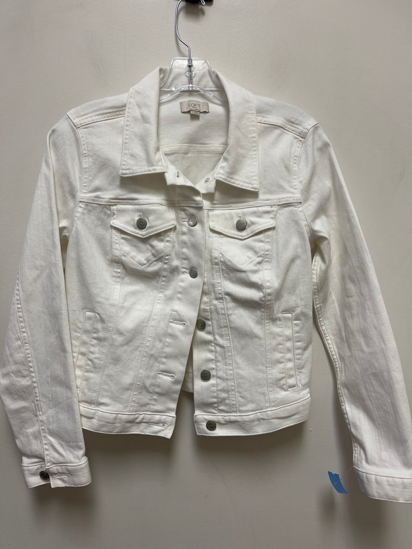 Jacket Denim By Loft In White Denim, Size: S