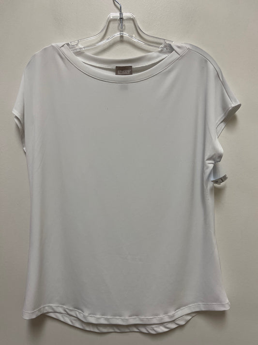 Top Short Sleeve By Chicos In White, Size: M