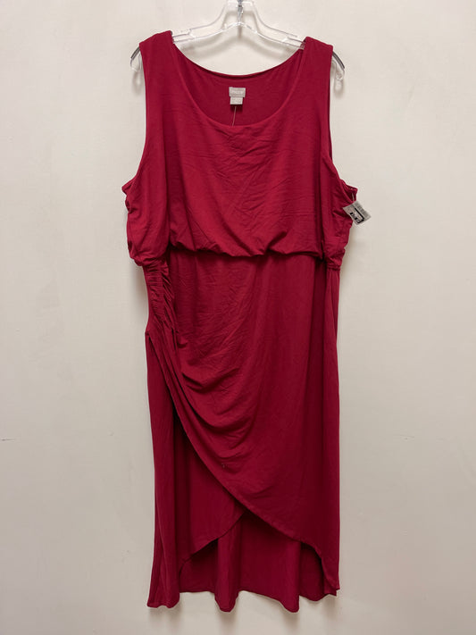 Dress Casual Midi By Chicos In Red, Size: 2x