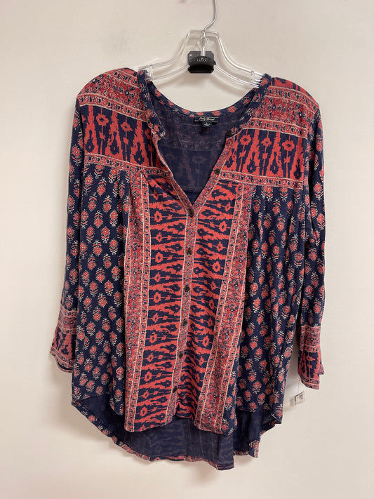 Top Long Sleeve By Lucky Brand In Blue & Red, Size: L