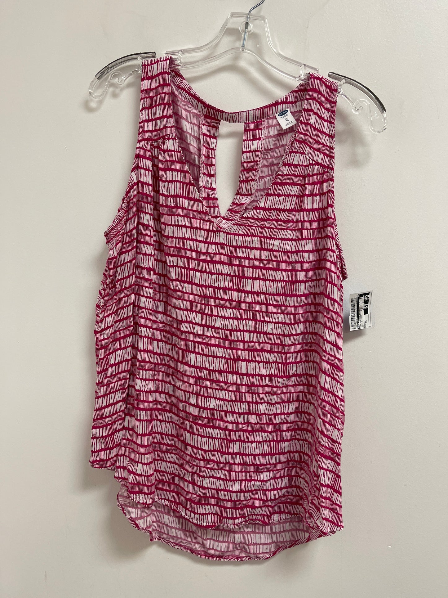 Top Sleeveless By Old Navy In Pink & White, Size: Xl