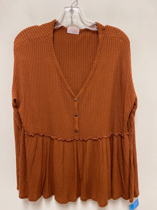 Top Long Sleeve By Pink Lily In Brown, Size: S