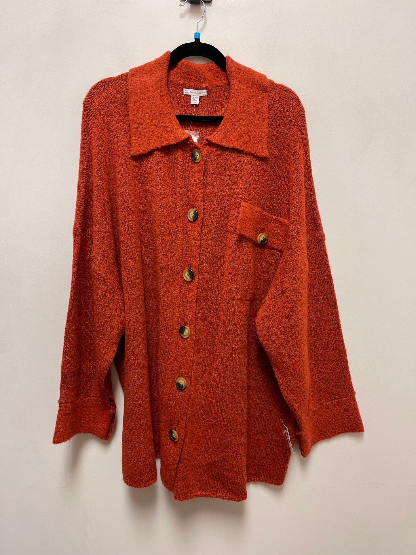 Sweater Cardigan By Cato In Orange, Size: 4x