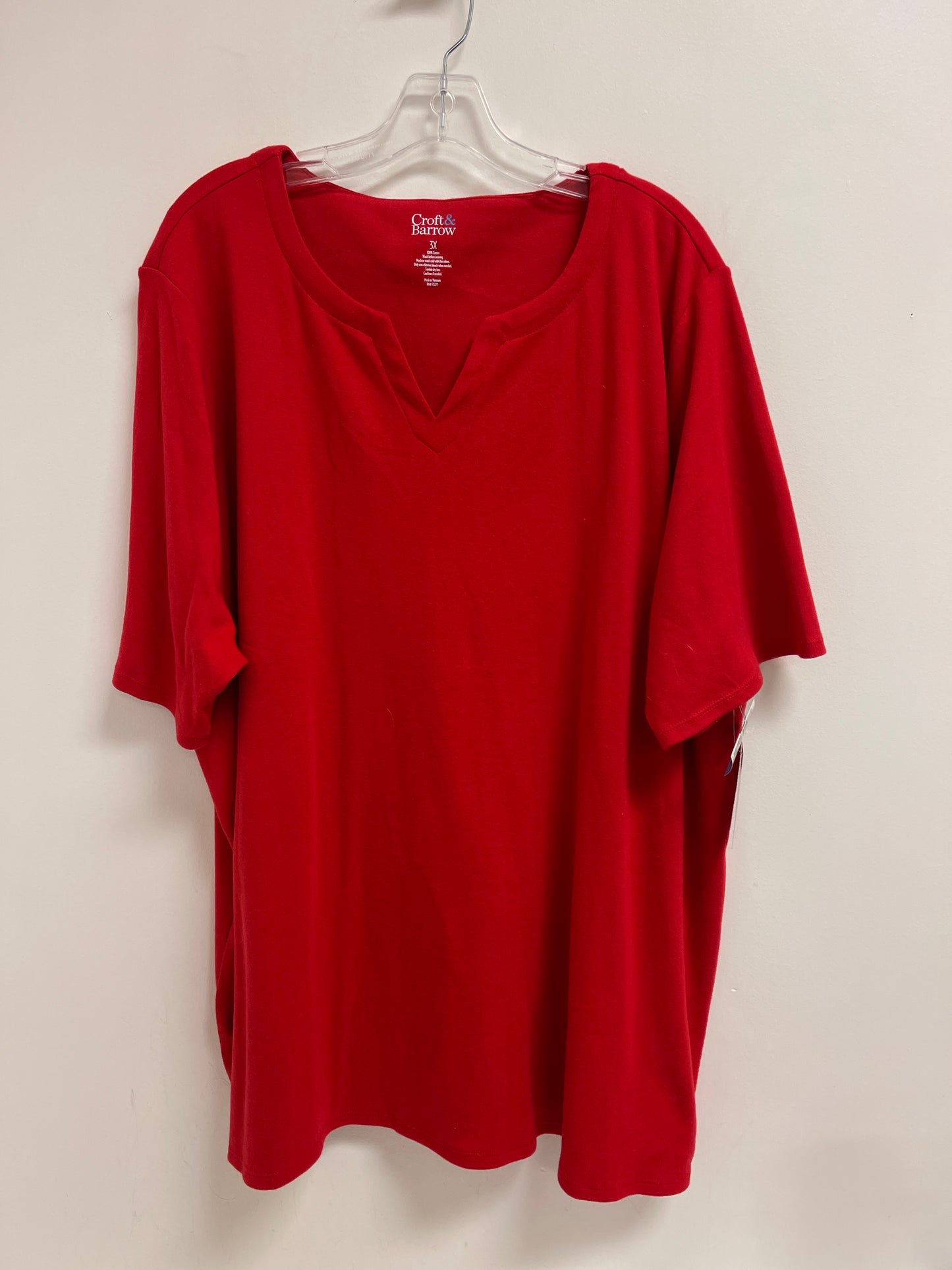 Top Short Sleeve By Croft And Barrow In Red, Size: 3x