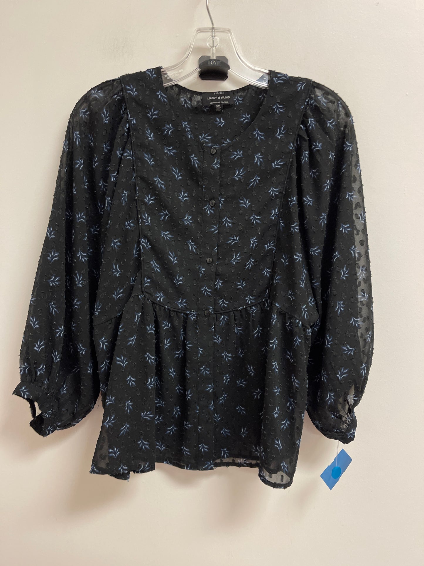 Top Long Sleeve By Lucky Brand In Black & Blue, Size: S