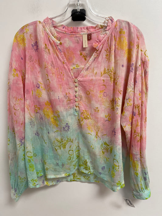 Top Long Sleeve By Pilcro In Blue & Pink, Size: Xs