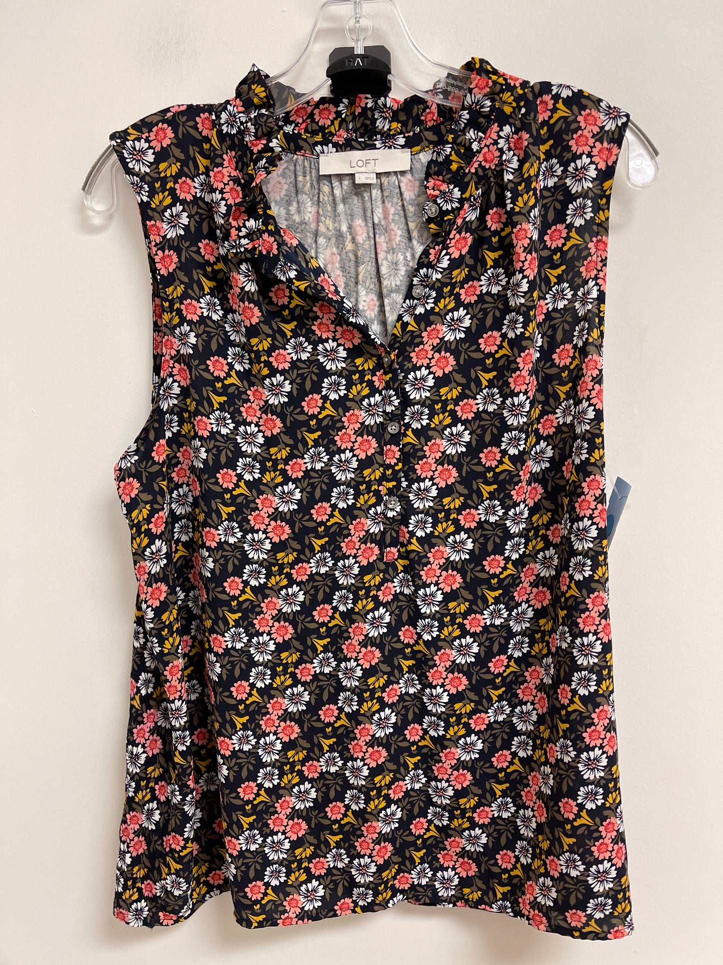 Top Sleeveless By Loft In Floral Print, Size: L