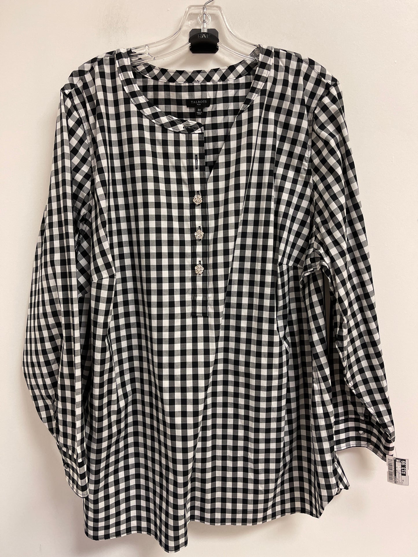 Top Long Sleeve By Talbots In Black & White, Size: 3x