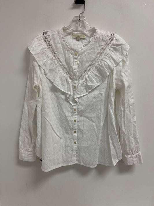 Top Long Sleeve By Loft In White, Size: L