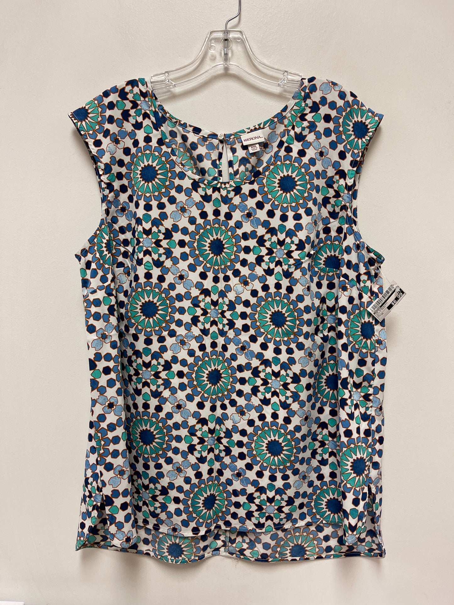 Top Sleeveless By Merona In Blue & Green, Size: 2x