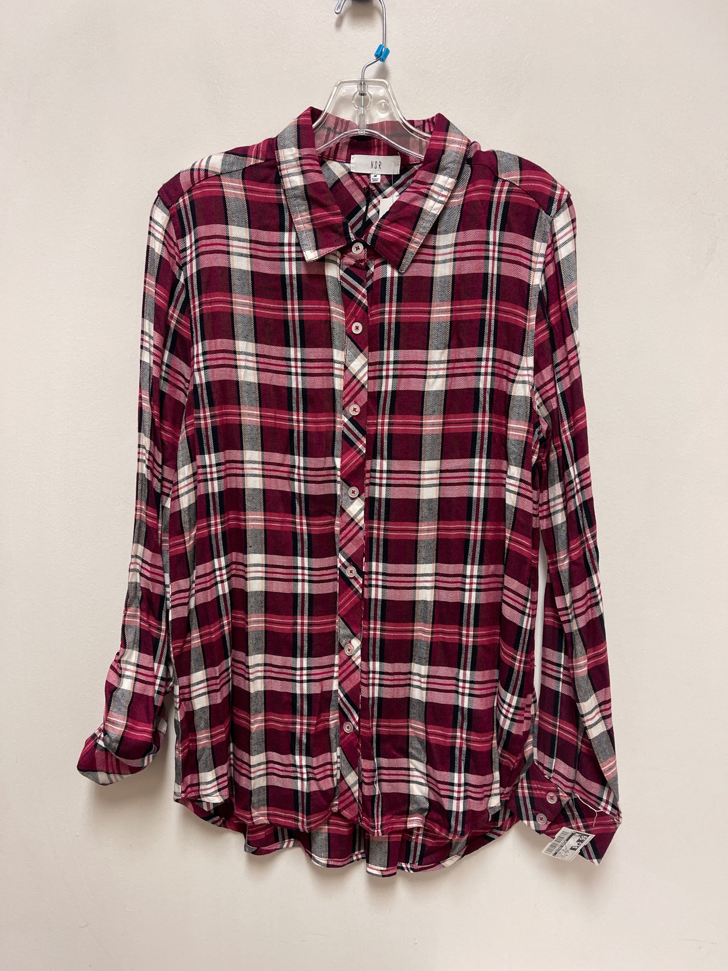 Blouse Long Sleeve By Clothes Mentor In Black & Pink, Size: M