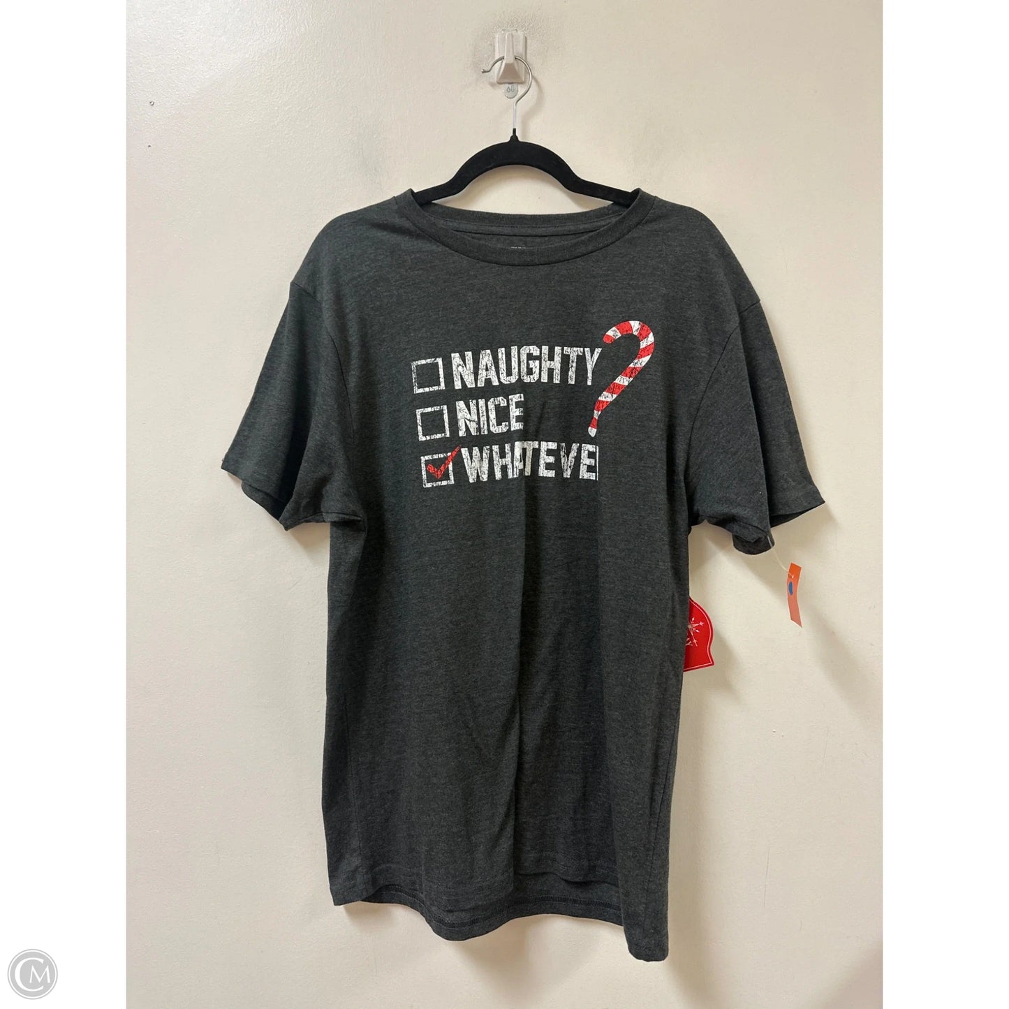 Top Short Sleeve By Holiday Time In Grey, Size: L