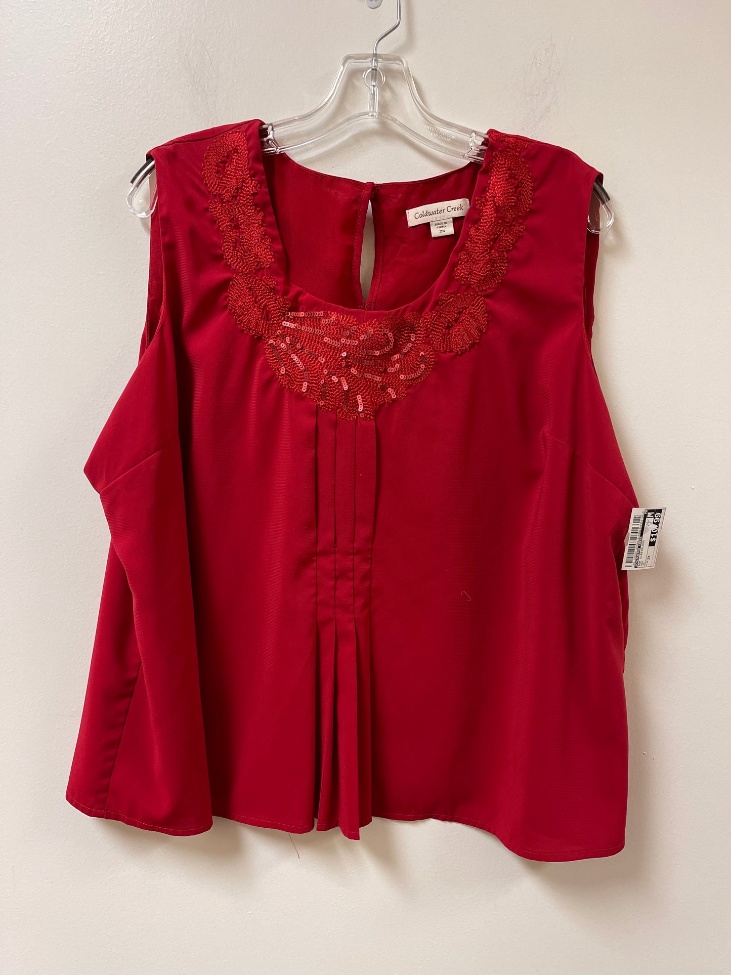 Top Sleeveless By Coldwater Creek In Red, Size: 2x