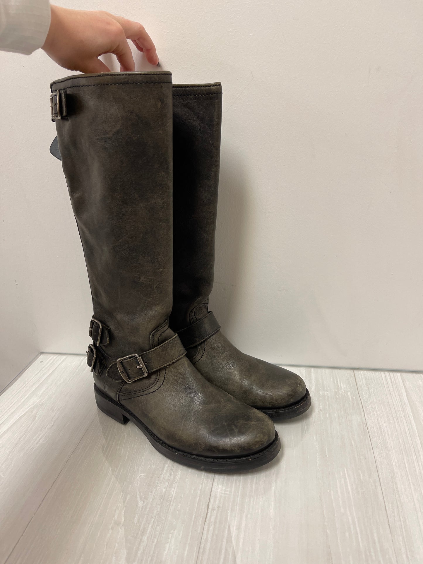 Boots Designer By Frye In Grey, Size: 8