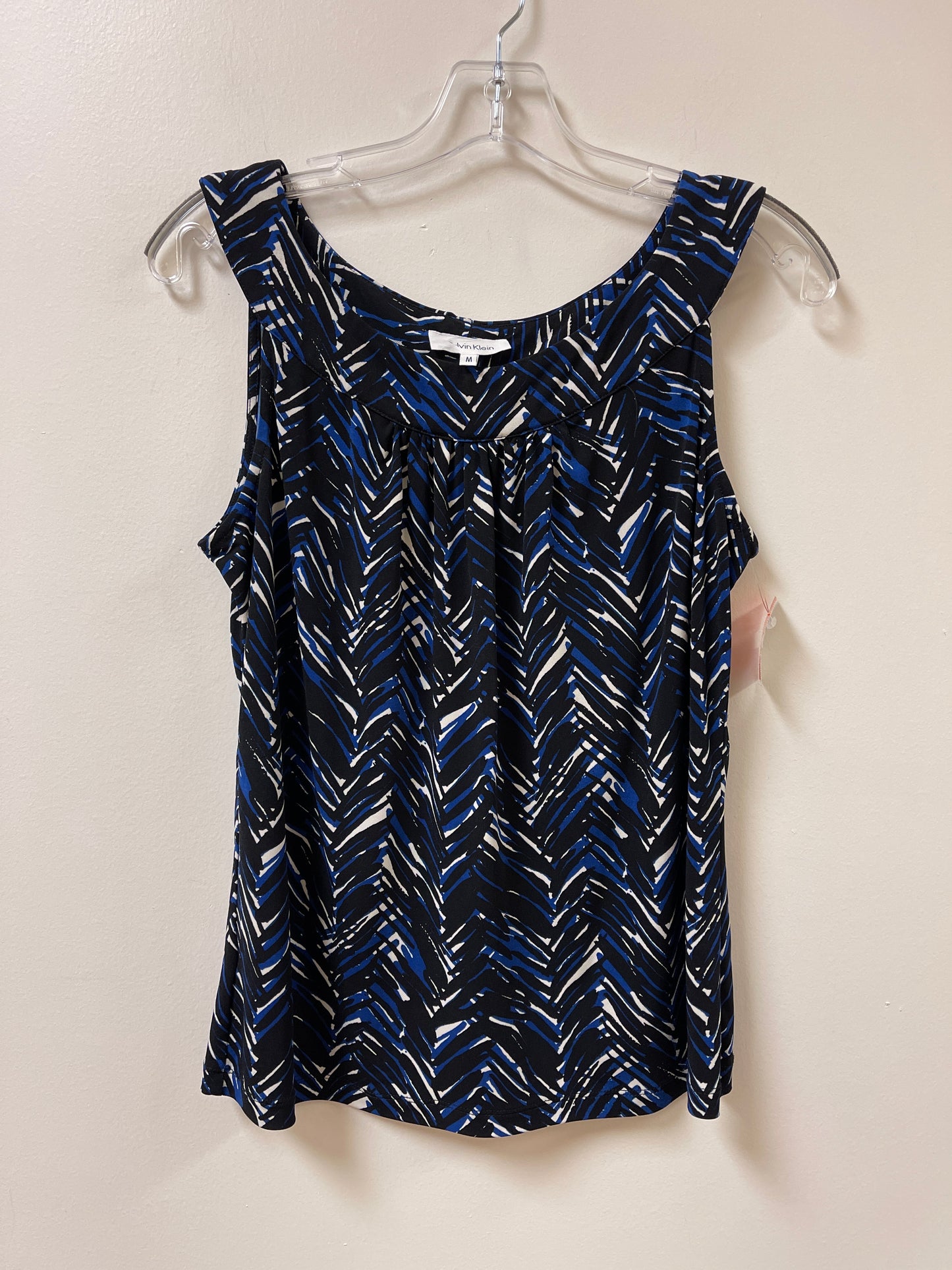 Top Sleeveless By Calvin Klein In Black & Blue, Size: M