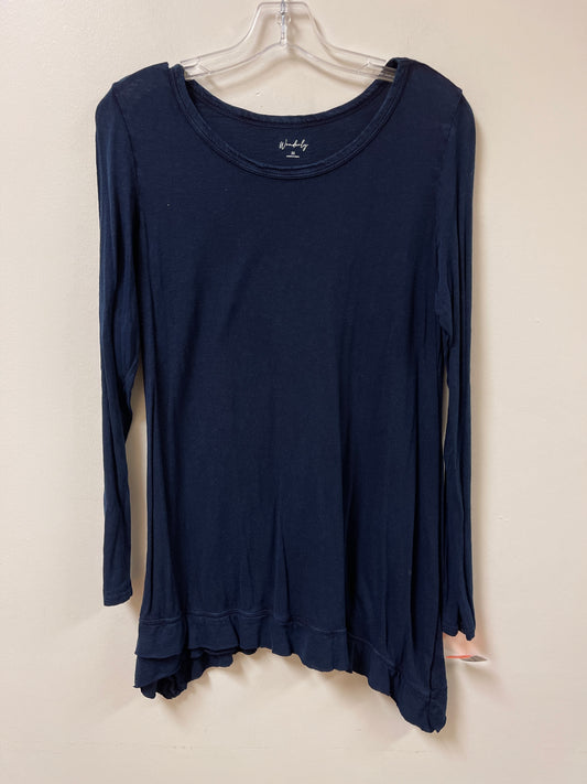 Top Long Sleeve By Wonderly In Navy, Size: M