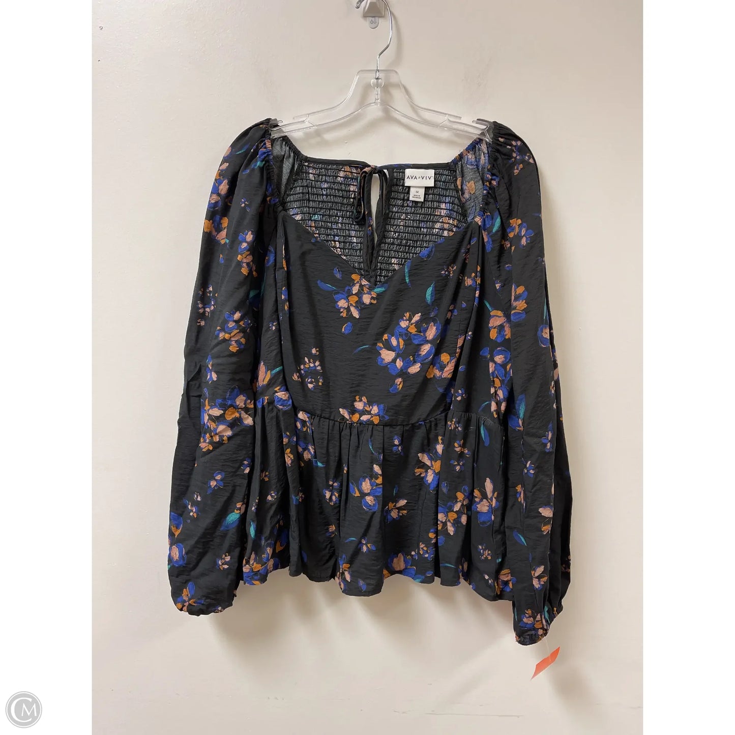 Top Long Sleeve By Ava & Viv In Black & Blue, Size: 1x