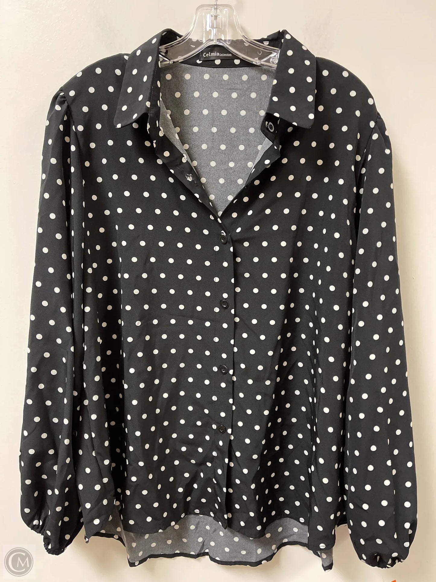 Blouse Long Sleeve By Clothes Mentor In Polkadot Pattern, Size: 3x