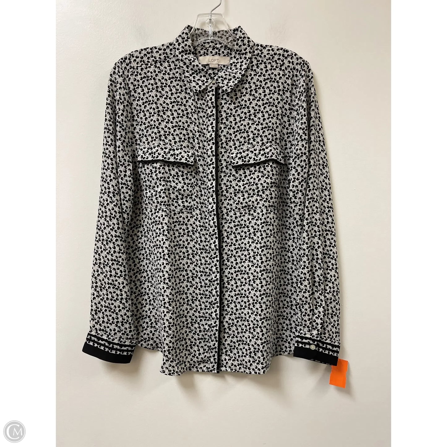 Blouse Long Sleeve By Loft In Black & Grey, Size: M