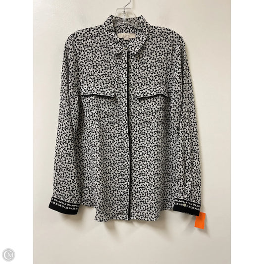 Blouse Long Sleeve By Loft In Black & Grey, Size: M