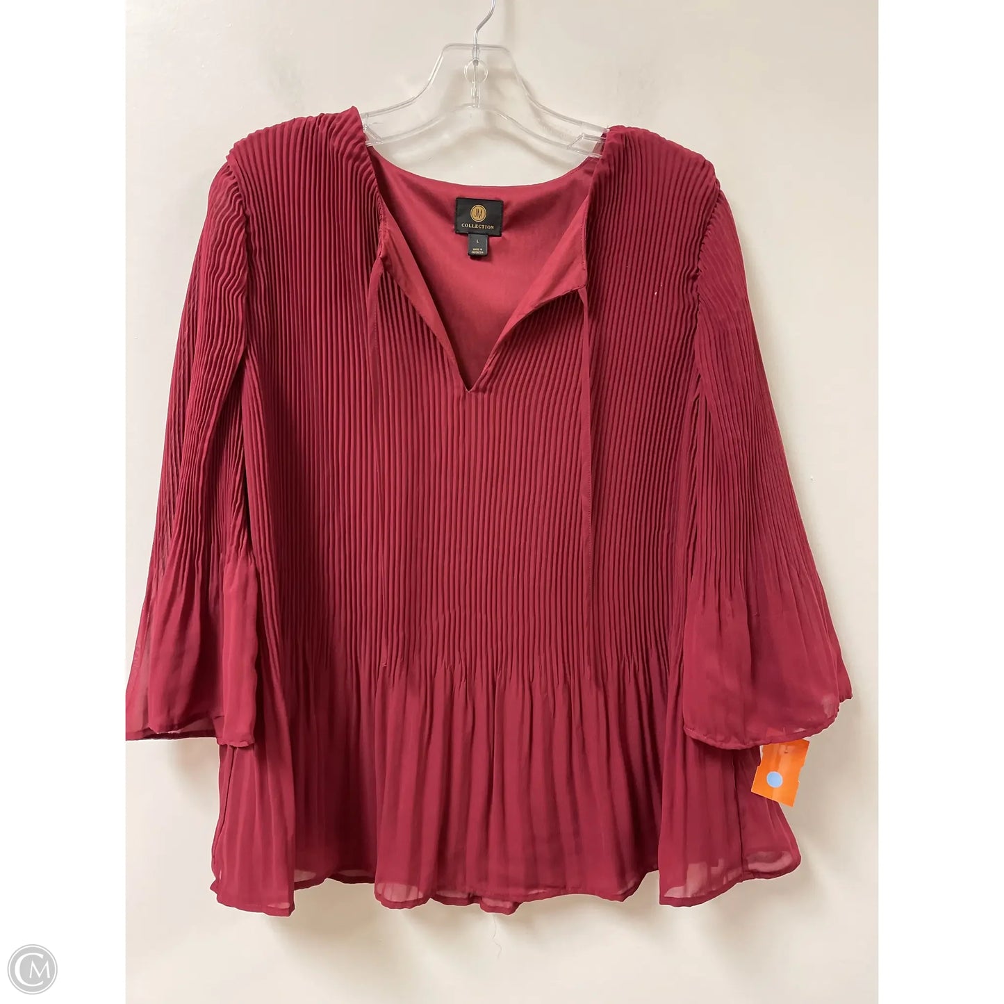 Top Long Sleeve By Jm Collections In Red, Size: L
