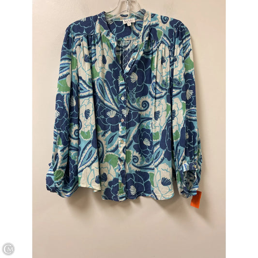 Top Long Sleeve By Nicole By Nicole Miller In Blue & Green, Size: S