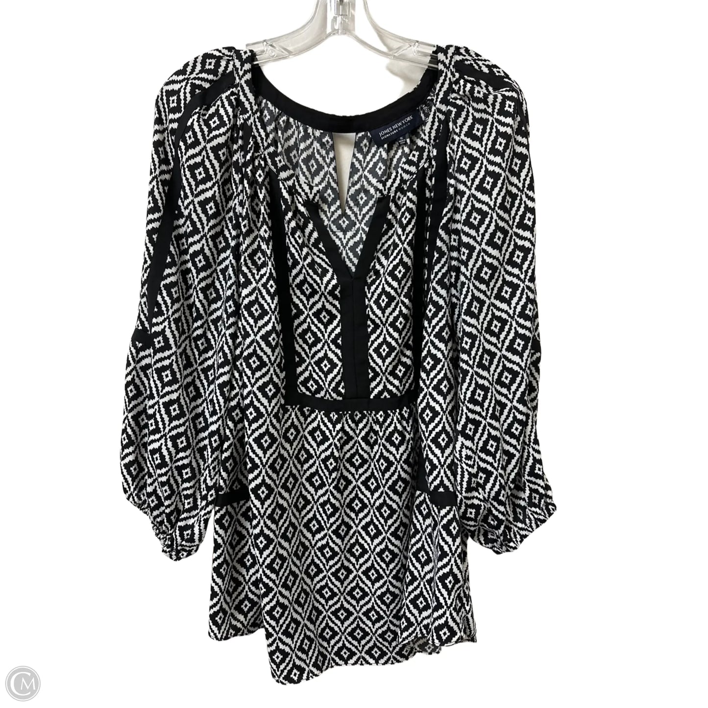 Top Long Sleeve By Jones New York In Black & White, Size: 1x