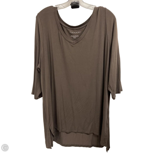 Top Long Sleeve By Tahari By Arthur Levine In Brown, Size: 2x