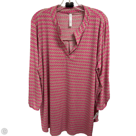 Top Long Sleeve By Clothes Mentor In Brown & Pink, Size: 3x