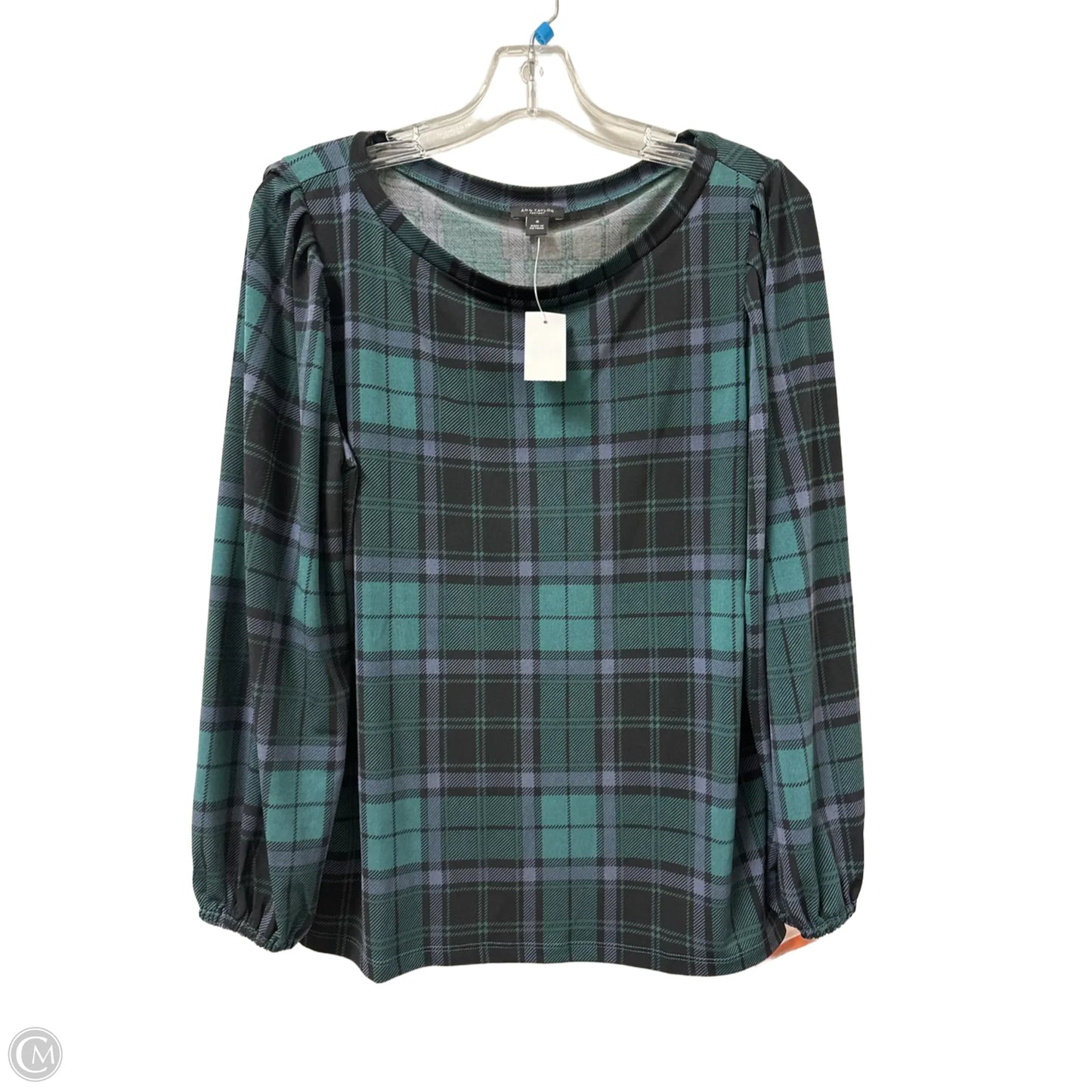 Top Long Sleeve By Ann Taylor In Black & Green, Size: M