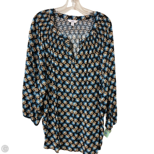Top Long Sleeve By Croft And Barrow In Black & Blue, Size: 3x