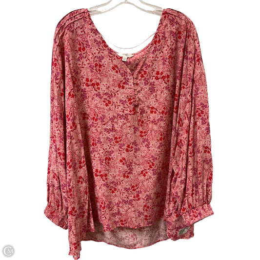 Top Long Sleeve By Terra & Sky In Pink, Size: 3x