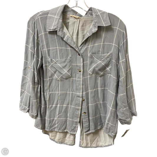 Blouse Long Sleeve By Clothes Mentor In Blue & White, Size: L