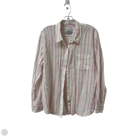 Blouse Long Sleeve By Rails In Pink & White, Size: Xl