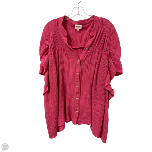 Blouse Short Sleeve By Bibi In Pink, Size: S