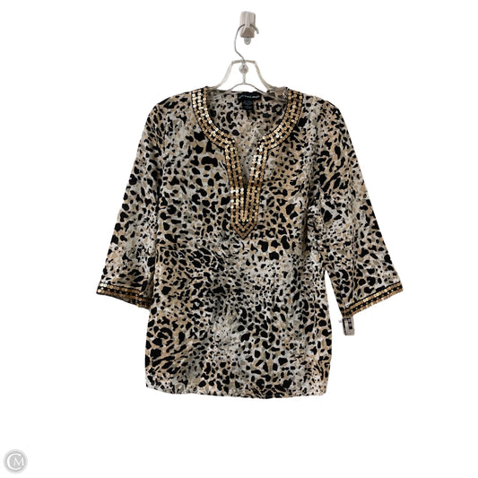 Top Long Sleeve By Saint Tropez In Animal Print, Size: L
