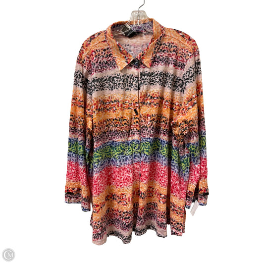 Blouse Long Sleeve By Ali Miles In Multi-colored, Size: 2x