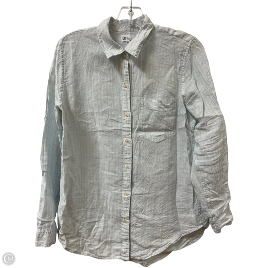 Blouse Long Sleeve By Gap In Blue & White, Size: S