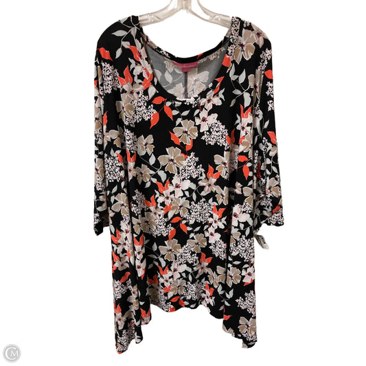 Tunic Long Sleeve By Woman Within In Black & Orange, Size: 3x