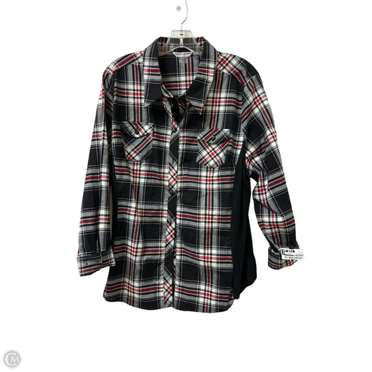 Blouse Long Sleeve By Allison Daley In Black & Red, Size: 1x