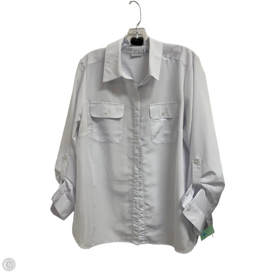 Blouse Long Sleeve By Kim Rogers In White, Size: 1x